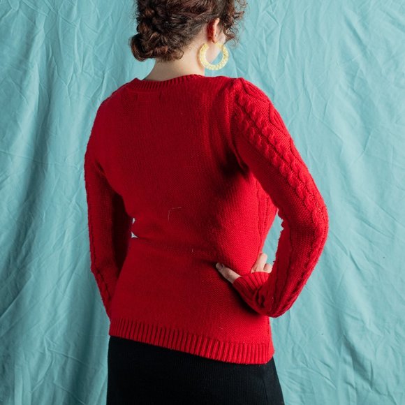 H&M L.O.G.G. | Red Cable Knit Pullover Sweater - Picture 4 of 4